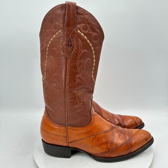 Villano Men Size Mex 28.5 US 10 Brown Colorblock Leather Pull On Western Boot - Picture 4 of 14